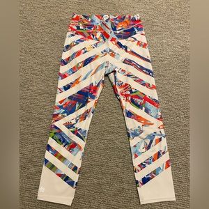 Athleta XS Multi-Color Striped Cropped Leggings